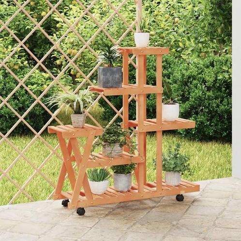 vidaXL Plantenstandaard met wielen 95x25x101 cm massief, Tuin en Terras, Overige Tuin en Terras, Nieuw, Verzenden