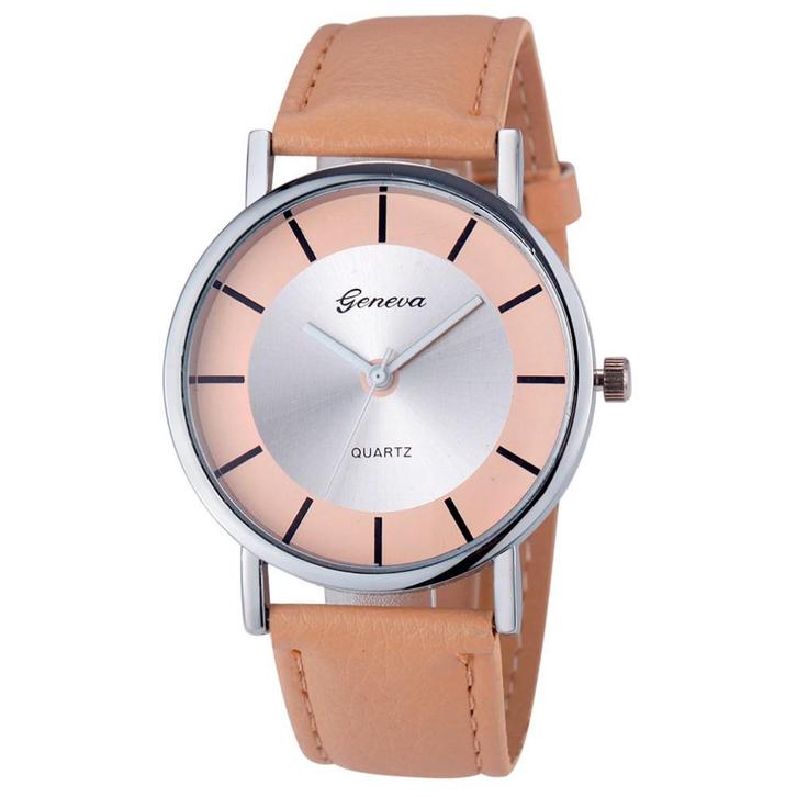 Fako® - Horloge - Geneva - Metal - Beige, Sieraden, Tassen en Uiterlijk, Horloges | Dames, Verzenden