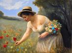 Daniel Blanzac (XX-XXI) - La cueilleuse aux coquelicots, Antiek en Kunst