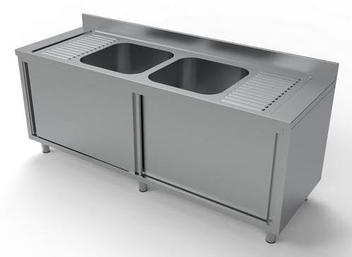 Unninox | Spoeltafel | RVS | Schuifdeuren | Dubbel Wasbak Mi, Zakelijke goederen, Horeca | Keukenapparatuur, Nieuw in verpakking