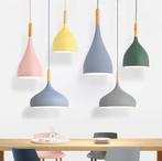 Meerkleurige Hanglamp – Modern Aluminium &amp; Hout, E27, Huis en Inrichting, Lampen | Hanglampen, Verzenden, Nieuw