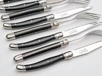 Laguiole - 6x Forks & 6x Knives - Black - Steak style de -