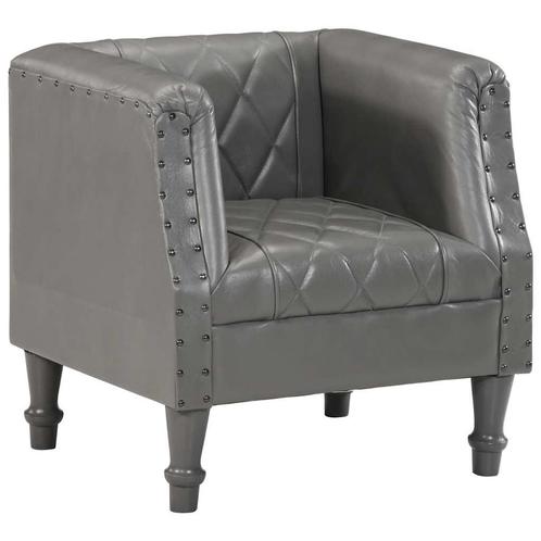 vidaXL Kuipstoel echt geitenleer grijs, Huis en Inrichting, Fauteuils, Nieuw, Verzenden