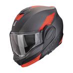 Scorpion EXO-TECH EVO TEAM - Mat Zwart/Zilver/Rood, Motoren, Kleding | Motorhelmen, Verzenden, Nieuw met kaartje, L, Systeemhelm