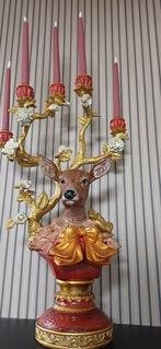 Kandelaar - polyresin - Hertenbuste-Kerstmis-XXL, Antiek en Kunst