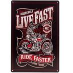 Metalen plaatje Motor - Live fast, ride Faster- 21x31 cm NIE, Huis en Inrichting, Woonaccessoires | Tekstborden en Spreuken, Nieuw