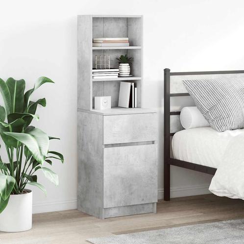 vidaXL Nachtkastje 39x35x125 cm bewerkt hout betongrijs, Huis en Inrichting, Slaapkamer | Nachtkastjes, Nieuw, Hout, Verzenden