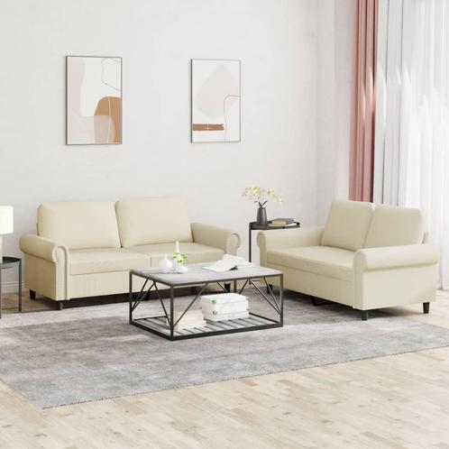 vidaXL 2-delige Loungeset met kussens kunstleer crème, Huis en Inrichting, Banken | Bankstellen, Nieuw, Leer, Vierpersoons of meer
