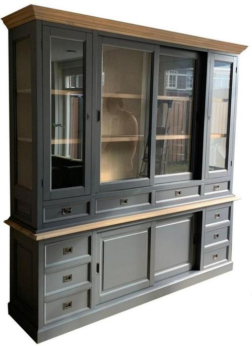 Buffetkast grijs – eiken interieur Eelde 225cm, Huis en Inrichting, Kasten | Buffetkasten, Ophalen of Verzenden