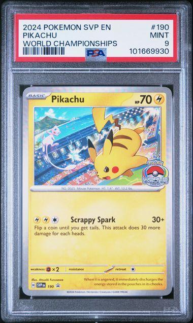 PSA 9 | Pikachu World Championshiops | SV Black Star Promo, Hobby en Vrije tijd, Verzamelkaartspellen | Pokémon, Ophalen of Verzenden