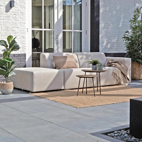 *WOONWINKEL* Rechte Buitenbank Met Hocker Links All-weather, Tuin en Terras, Tuinsets en Loungesets, Nieuw, Verzenden