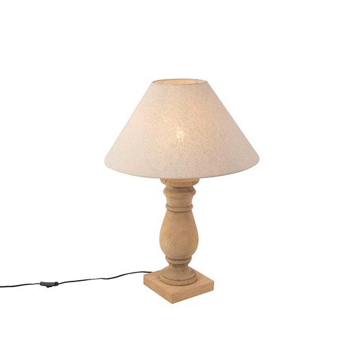 Landelijke tafellamp met linnen kap beige 50 cm - Catnip, Huis en Inrichting, Lampen | Tafellampen, Nieuw, Overige materialen