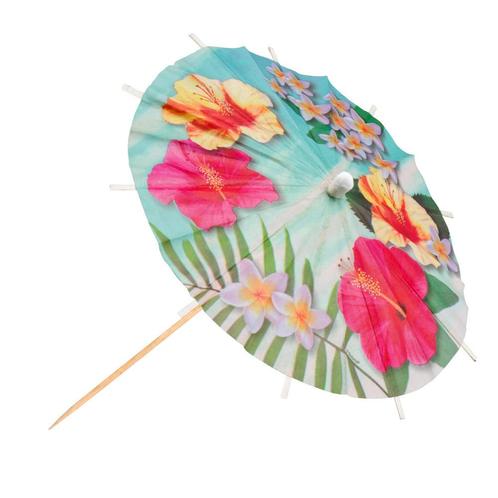 Hawaii Cocktailprikkers Parasol Paradise 18cm 6st, Hobby en Vrije tijd, Feestartikelen, Nieuw, Verzenden