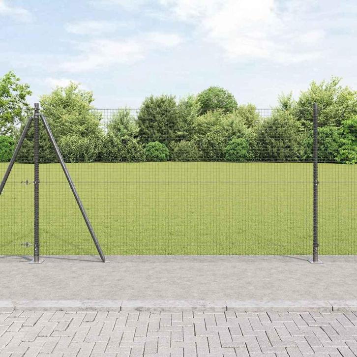 vidaXL Hecke met palen Grijs 1.2 x 25 m Staal, Tuin en Terras, Schuttingen, Nieuw, IJzer, Verzenden