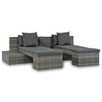 vidaXL 4-delige Loungeset met kussens poly rattan grijs, Tuin en Terras, Verzenden, Nieuw, Rotan, Loungeset