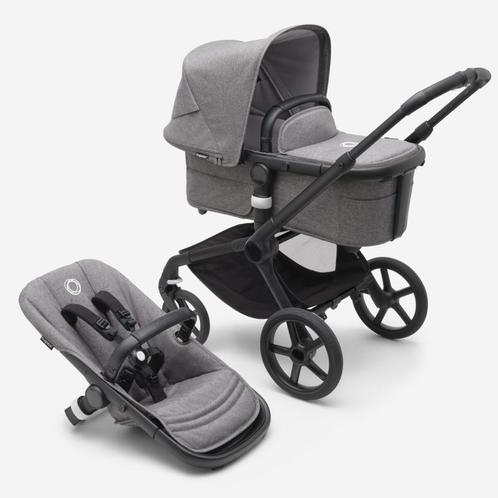 Bugaboo Fox 5 black chassis grey melange nieuw in doos, Kinderen en Baby's, Kinderwagens en Combinaties, Met reiswieg, Verstelbare duwstang