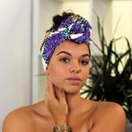 Afrikaanse hoofddoek / headwrap - Paars / wit, Kleding | Dames, Ophalen of Verzenden, Nieuw