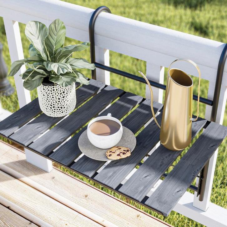 [en.casa] Balkontafel Petäjävesi inklapbaar 60x40x58 cm zwar, Tuin en Terras, Tuintafels, Verzenden