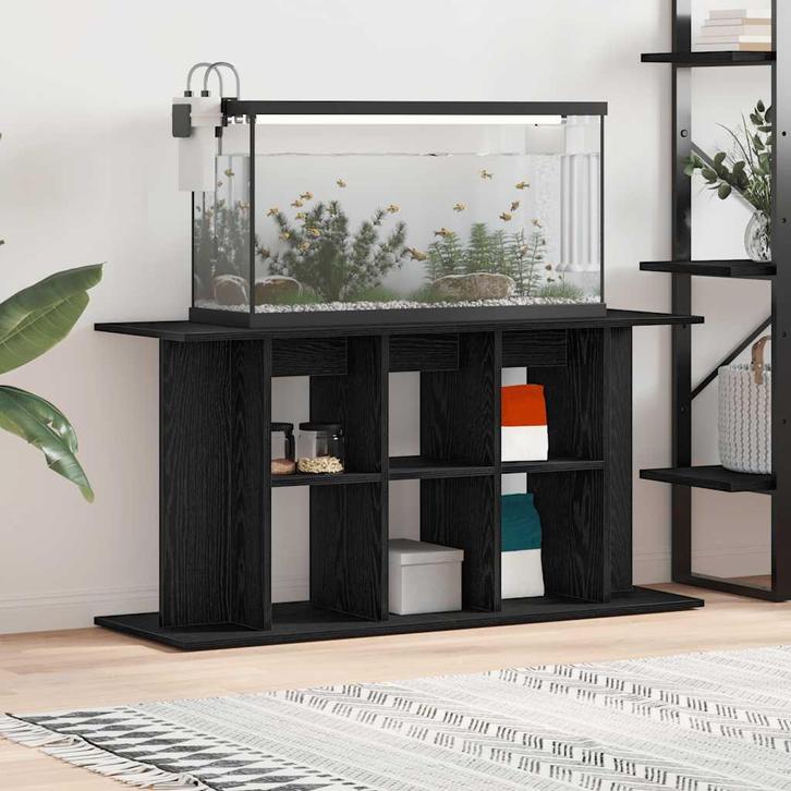 vidaXL Aquariumstandaard Zwart Eiken 120x40x60 cm Bewerkt, Dieren en Toebehoren, Overige Dieren-accessoires, Nieuw, Verzenden