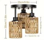 Handgemaakte Rotan Plafondlamp – Boho Rieten Hanglamp E27, Verzenden, Nieuw