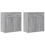 vidaXL Dressoirs 2 st 79x38x80 cm bewerkt hout grijs sonoma, Huis en Inrichting, Kasten | Dressoirs, Minder dan 50 cm, Verzenden