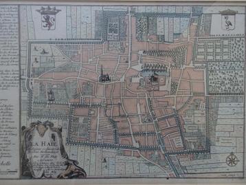 Gravure kleur plattegrond Den Haag, Nicolas de Fer, 1700 beschikbaar voor biedingen