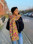 Warme Sjaal met Afrikaanse print - Mosterd Roze leaftrail