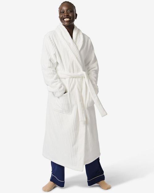 HEMA Badjas rib fleece wit van €32.99 voor €23.09 sale, Kleding | Dames, Ondergoed en Lingerie, Verzenden