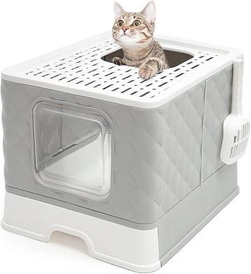 Kattenbak met ruitvormig design, grote opvouwbare kattenbak beschikbaar voor biedingen