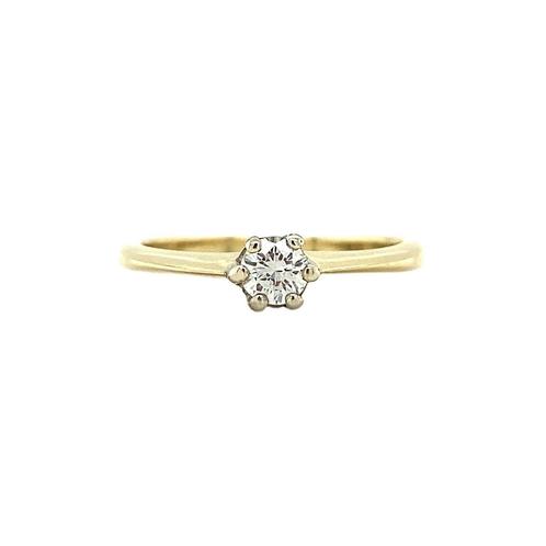 Gouden solitair ring met diamant 14 krt, Sieraden, Tassen en Uiterlijk, Ringen, Dame, Wit, 17 tot 18, Zo goed als nieuw, Goud
