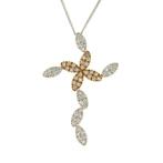 Halsketting - 18 karaat Witgoud, Geel goud - 0.32ct. tw. -, Nieuw