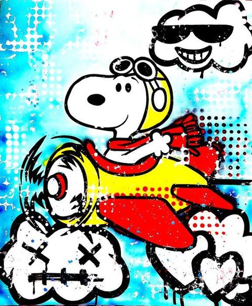 Moabit - Snoopy X The Pilot XXL, Antiek en Kunst, Kunst | Schilderijen | Modern