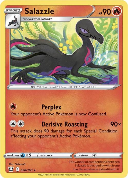 Salazzle 028/163 Battle Styles, Hobby en Vrije tijd, Verzamelkaartspellen | Pokémon, Losse kaart, Nieuw, Foil, Ophalen of Verzenden