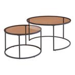 Salontafel set van 2 Kokkola rookglas bruin en zwart [en.cas, Huis en Inrichting, Tafels | Salontafels, Verzenden, Nieuw