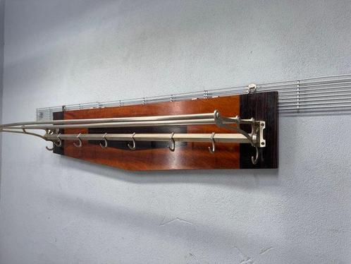 Authentieke art-deco houten chromen kapstok - Kapstok - Hout, Antiek en Kunst, Curiosa en Brocante