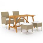 vidaXL 5-delige Tuinset beige, 4 zitplaatsen, Nieuw, Tuinset, Verzenden