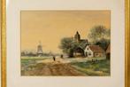 Aquarel door Alfred Märtens (1888–1936) van een Hollands La, Antiek en Kunst, Kunst | Schilderijen | Klassiek, Ophalen