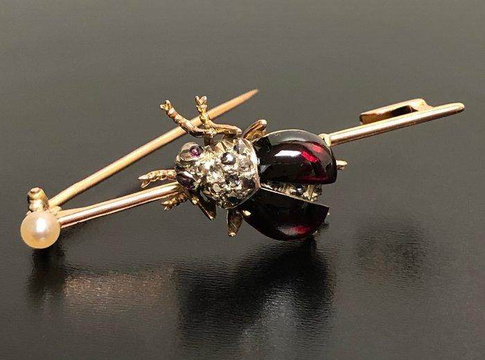 Zonder Minimumprijs - Broche - 18 karaat Roségoud, Zilver -, Sieraden, Tassen en Uiterlijk, Antieke sieraden