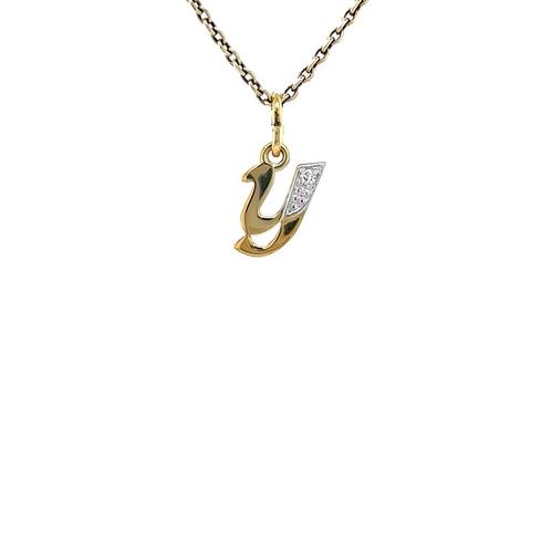 Gouden vintage letter Y hanger met diamant 14 krt, Sieraden, Tassen en Uiterlijk, Kettinghangers, Nieuw, Ophalen of Verzenden