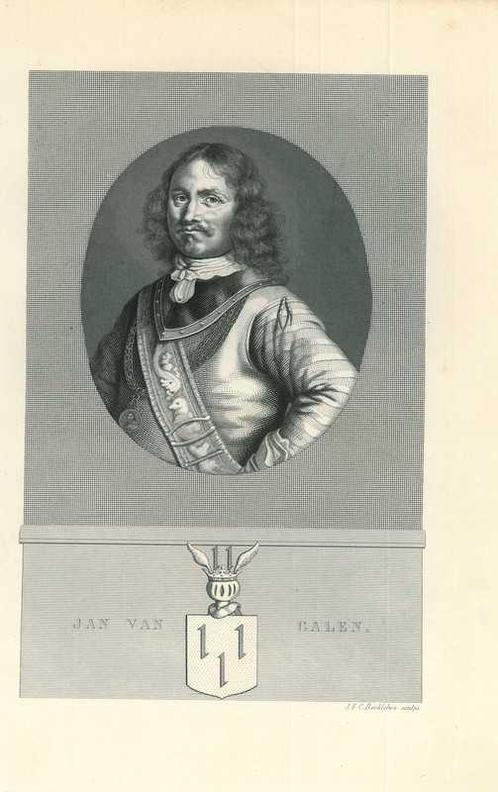 Portrait of Johan Jan van Galen, Antiek en Kunst, Kunst | Etsen en Gravures