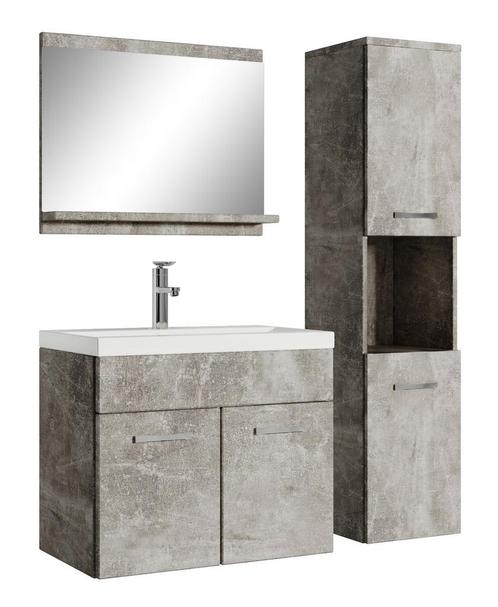 Badkamermeubel Set Montreal 60 x 35 cm Beton Grijs Badmeubel, Huis en Inrichting, Badkamer | Badkamermeubels, Nieuw, Wastafelkast