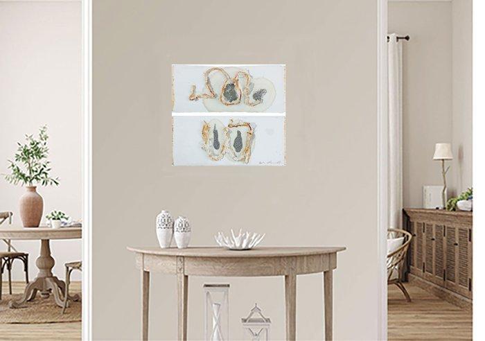 Renata Giannelli - Dittico: bassorilievo in polpa di carta e, Antiek en Kunst, Kunst | Designobjecten