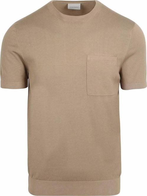 Suitable Knitted T-shirt Pocket Compact Camel maat XL Heren, Kleding | Heren, T-shirts, Bruin, Nieuw, Maat 56/58 (XL), Verzenden