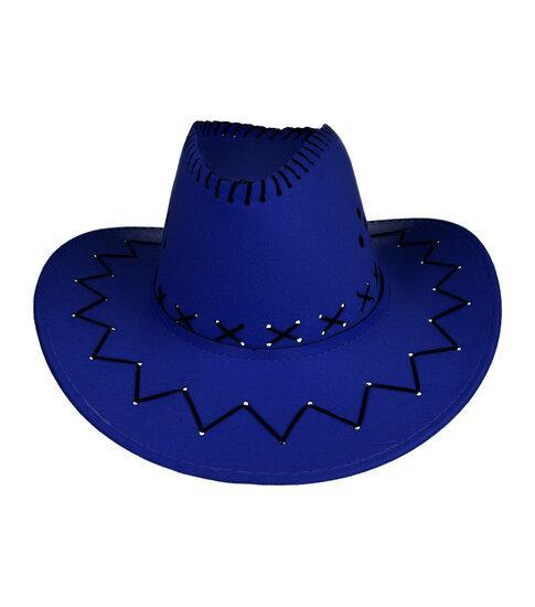 Cowboyhoed - Western hoed met stiksel onesize - Blauw, Kleding | Dames, Hoeden en Petten