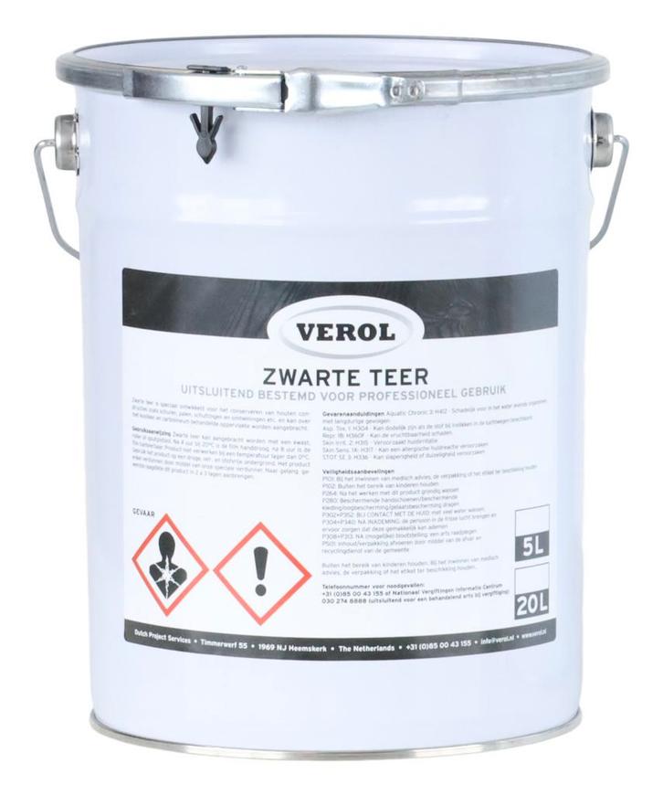 Verol Verol zwarte teer 5 liter, Doe-het-zelf en Verbouw, Verf, Beits en Lak, Nieuw, Verzenden
