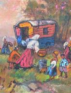 Franse school (XX) - La roulotte, Antiek en Kunst