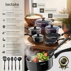 tectake® Pannenset 15-delig - 4 Kookpannen - 2 Steelpannen -, Verzenden, Zo goed als nieuw