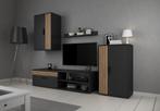 Wandmeubel Bellini - Antraciet - Eiken Set van 4 - TV-Meubel, Verzenden, Nieuw, 25 tot 50 cm
