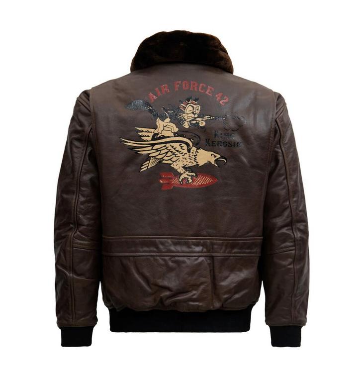 King Kerosin Air Force 42 Aviator Leather Jacket Brown-S, Kleding | Heren, Jassen | Zomer, Ophalen
