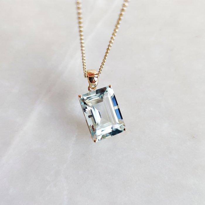 Hanger - 14 karaat Geel goud - 6.44ct. tw. Aquamarijn -, Sieraden, Tassen en Uiterlijk, Antieke sieraden